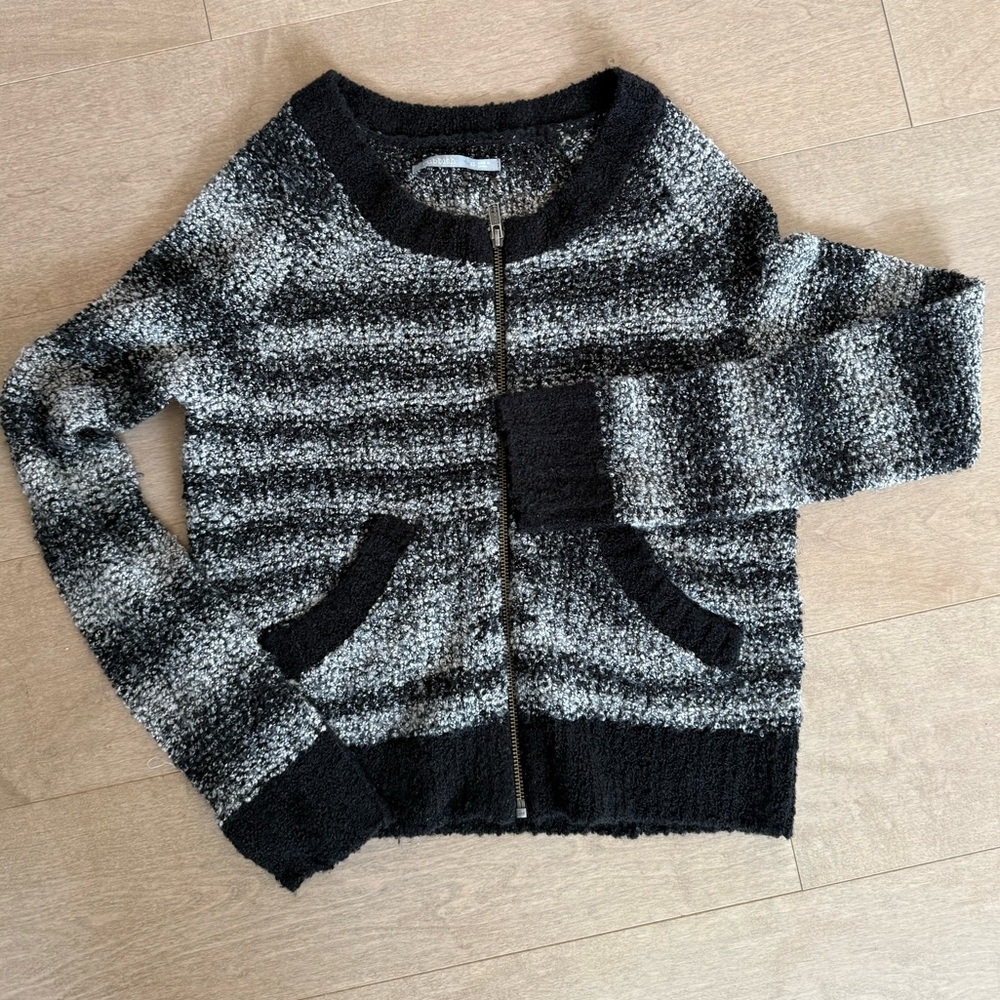 Black and white knit cardigan